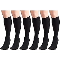 15-20 mmHg Compression Stockings for Men and Women, Knee High Length, Closed Toe Black Large (6 Pairs)