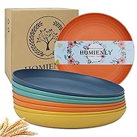 Homienly 10 inch Deep Dinner Plates Set of 8 Alternative for Plastic Plates Microwave and Dishwasher Safe Wheat Straw Plates for Kitchen Unbreakable Kids Plates with 4 Colors (Classic Bright)