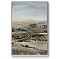 Renditions Gallery Abstract Wall Art White Floater Frame Prints Annual Journey through the Mountains Path Canvas Paintings for Office Bedroom Kitchen Walls - 17