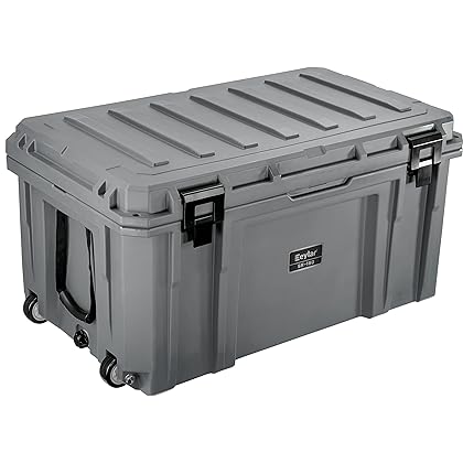 Eylar SR-160 XL Crossover Overland Roller Cargo Case, Equipment Hard Case, Roto Molded, Stackable with Pad-Lock Hasp, Strap Mountable, TSA Standard, IPX4 Rated, 160 Liters (Gray)