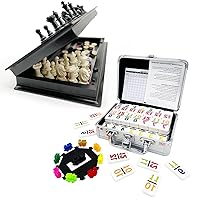 Double 12 Mexican Train Dominoes with 3 in 1 Magnetic Chess Checkers Backgammon Set