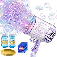 Bazooka Bubble Gun, 12000 Bubbles Per Minute Bubble Bazooka with Colorful Lights, Bubble Gun for Kids Adults, Bubble Gun for Birthday Summer - Purple