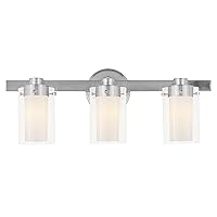 Livex Lighting 1543-91 Manhattan 3-Light Bath Light, Brushed Nickel