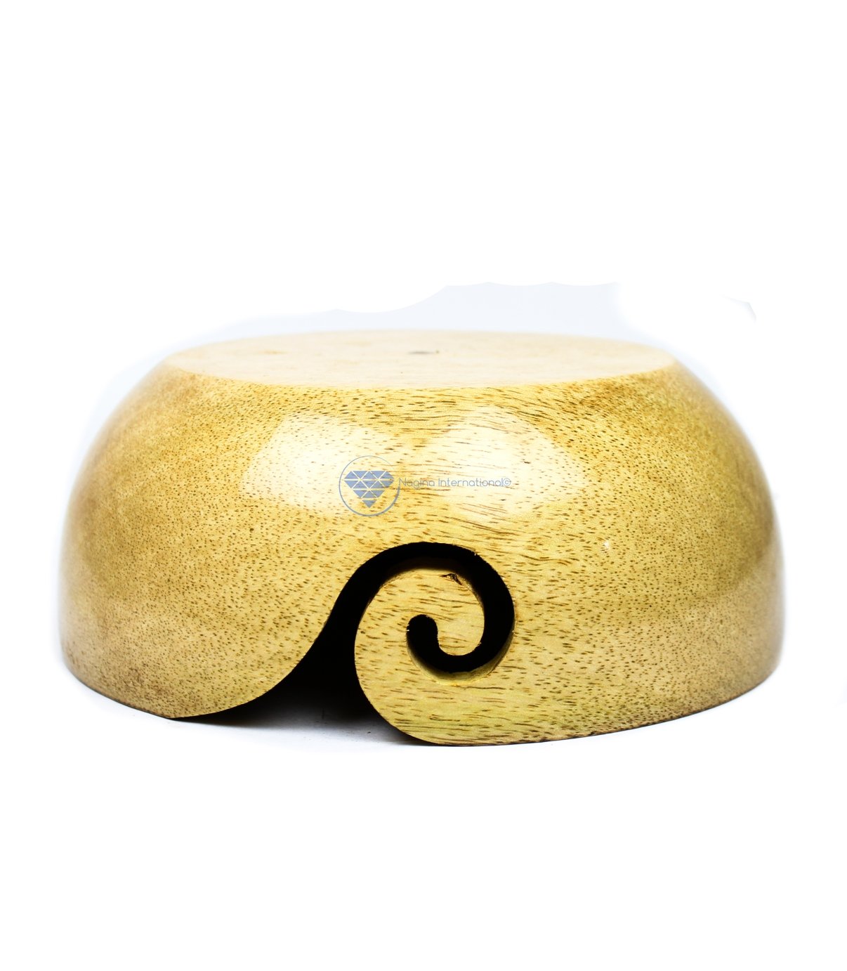 Nagina International Mango Wood Crafted Yarn Storage Portable Bowl With Innovative Yarn Dispensing Spiral Cut Medium (7x3x7)
