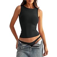 Women Boat Neck Seamless Tank Tops with Built in Bra No Pads Sleeveless Casual Fitted Shirts