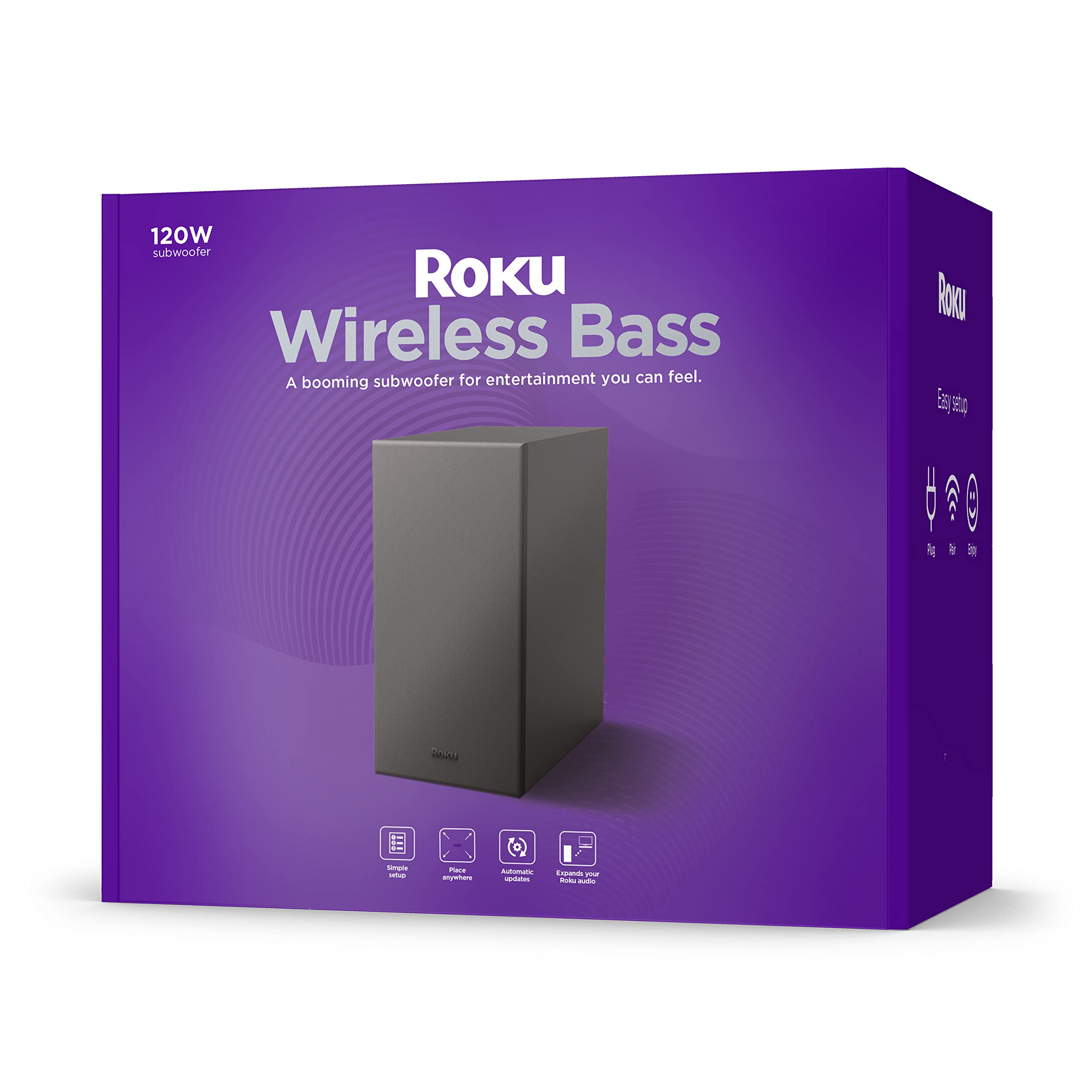 Roku Wireless Bass | Slim Subwoofer Streambar, Streambar Pro Wireless Speakers,Black
