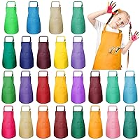 25 Pieces Kids Apron Set Boys Girls Aprons with Pockets Kids Kitchen Bib Aprons for Cooking Baking Painting, XL for 7-13 Age