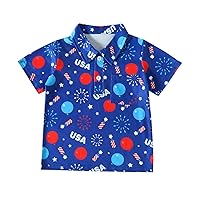 Boys Undershirts Size 5-6 Toddler Boys Girls Short Sleeve Independence Day 4 of July Kids Tops (Dark Blue-b, 4-5 Years)