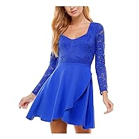 Womens Juniors Laced Mini Fit & Flare Dress Blue 3
