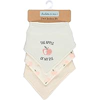 Cudlie Little Beginnings 3-Pack Bandana Set for Babies, Nursery Bibs for Drooling and Teething, Burp Cloth for Infants, Apples and Daisy