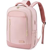 LOVEVOOK Laptop Backpack for Women, Business Travel Backpacks Purse, Daily Computer Bag for Work, Stylish Teacher Office Daypack, 15.6 inch, Pink