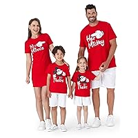 Disney Mickey and Friends Family Matching Outfits Mommy and Me Dresses Short Sleeve T-Shirt Bodycon Dress Matching Set Red