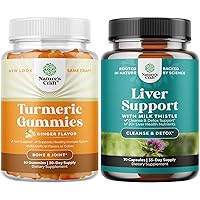 Bundle of Turmeric Curcumin Immune Support Gummies and Liver Cleanse Detox & Repair Formula - Joint Support and Advanced Skin Care - with Milk Thistle Dandelion Root Turmeric and Artichoke Extract