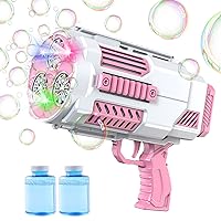 Upgraded Bubble Machine Gun, Built-in Bubble Solution, Automatic Bubble Blower, 8000+ Bubbles Per Minute for Kids Adults Bubble Maker Toys for Indoor Outdoor Wedding Birthday Party - Pink
