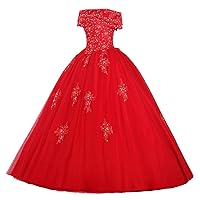 Women's Girls' Ball Gown Beads Quinceanera Dress Lace Prom Gowns Sweet 16