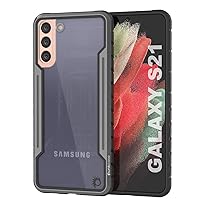 Punkcase Galaxy S21 Case [Armor Stealth Series] Protective Military Grade Multilayer Cover W/Aluminum Frame [Clear Back] Ultimate Drop Protection for Your S21 5G (6.2