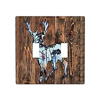 Deer Wild Forest Animal 2 Gang Double Toggle Light Switch Wall Plate Cover Rustic Wooden Tree Farmhouse Mountain Ornaments Woodland Cabin Country Moose Elk Decoration Electrical Faceplate Swtichplate