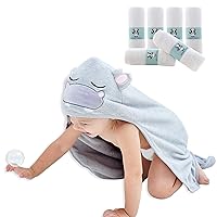 HIPHOP PANDA Hooded Baby Towel and Washcloths Set - 2 Layer Ultra Soft Absorbent Towel - Newborn Bath Face Towel - Natural Reusable Baby Wipes for Sensitive Skin - Baby Registry as Shower