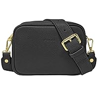 Parubi Women's Genuine Leather Shoulder Bag, Bags with Adjustable Shoulder Strap and Zipper, Made in Italy, Small Clutch Bag for Women Elegant Girl, Geneva