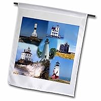 fl_61714_1 Lighthouses Looking Over Lake Erie Collage Garden Flag, 12 by 18-Inch