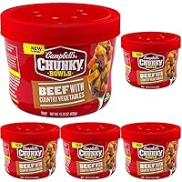 Campbell's Chunky Soup, Beef Soup with Country Vegetables, 15.25 oz Microwavable Bowl (Pack of 5)
