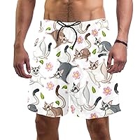 Sugar Gliders Animal Quick Dry Swim Trunks Men's Swimwear Bathing Suit Mesh Lining Board Shorts with Pocket, L
