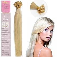 Straight Remy Human Hair Keratin Pre Bonded Nail U Tip Fusion Human Hair Extensions 1g/s(18''100s,#60 White Blonde)
