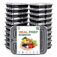 GUANFU Meal Prep Containers Reusable, 20 Pack Extra-Thick Food Storage Containers w/Lids Plastic Bento Box BPA Free Lunch Boxes Disposable Stackable Microwave Dishwasher Freezer Safe(34 oz)
