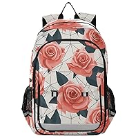 ALAZA Rose Geometric White Backpack Bookbag Laptop Notebook Bag Casual Travel Daypack for Women Men Fits15.6 Laptop