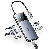 10Gbps USB C Hub, 3 USB A/C Data Ports, 4K@60Hz HDMI, Gigabit Ethernet, 100W PD, 6 in 1 USB C Docking Station Compatible for iPhone 15/Dell/HP/Mac/iPad/Microsoft/Steam Deck