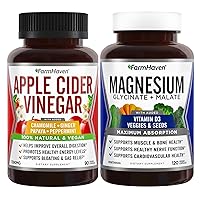 Apple Cider Vinegar Capsules with Ginger, Papaya & Chamomile | 90 Capsules & Magnesium Glycinate & Malate Complex w/Vitamin D3, 120 Capsules
