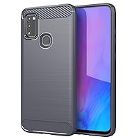 Case for Samsung Galaxy M51 - Cover in Brushed Gray - Mobile Phone Cover Made of TPU Silicone in Stainless Steel Carbon Fiber Optics - Silicone Cover Ultra Slim Soft Back Cover Case Bumper