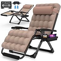 Oversized Zero Gravity Chair,33In XXL Lounge Chair w/Removable Cushion&Headrest, Reclining Camping Chair w/Upgraded Lock and Footrest, Reclining Patio Chairs Recliner for Indoor Outdoor,500LBS