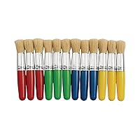 Colorations® Stubby Chubby Brushes, Set of 12, Kids Craft Paint Brushes, Paint Brushes for Kids, Children's Paintbrush, Easy to hold and move the paint, Arts & Crafts Paint Brushes