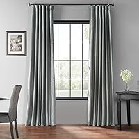 HPD Half Price Drapes Faux Silk Blackout Curtains 108 Inches Long for Bedroom & Living Room Vintage Textured Blackout Curtain (1 Panel), 50W x 108L, Storm Grey