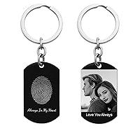 Stainless Steel Personalized Oval Fingerprint Photo Engraved Custom Dog Tag Key Chain/Ball Chain Necklace 24