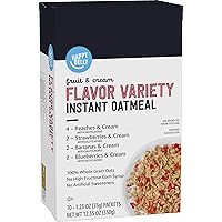 Amazon Brand - Happy Belly Instant Oatmeal, Fruit & Cream Variety Pack, 1.23 ounce (Pack of 10)