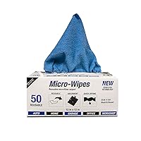 Eurow Reusable Microfiber Cleaning and Drying Wipes with Dispenser Box, 200GSM, 12 by 12 Inches, Pack of 50 - Blue