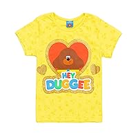 Girl's T-Shirt Yellow Short Sleeve Glitter Heart Kids Tee