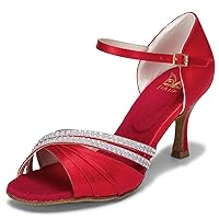 JIAJIA 20524 Women's Satin Sandals Flared Heel Latin Salsa Performance Dance Shoes