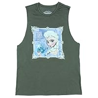 Disney Frozen Freezing Heart Juniors Grey Sleeveless T-Shirt (Large)