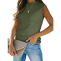 ANRABESS Womens Summer Sleeveless Tops Casual Mock Neck Loose Fit Knit Lightweight Sweater Pullover Top