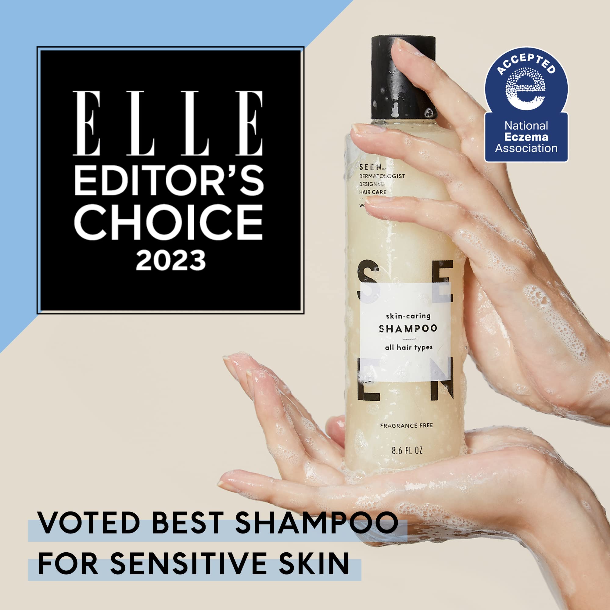 SEEN Shampoo, Fragrance Free - Non-Comedogenic & Sulfate-Free Hair Shampoo- Dermatologist-Developed - Safe for Sensitive, Eczema & Acne Prone Skin