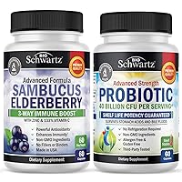 BioSchwartz Elderberry Capsules 60 Count + Probiotic 40 Billion CFU 60 Count Bundle