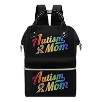 Autism Ribbon Mom Women's Laptop Backpack Travel Nurse Shoulder Bag Casual Mommy Daypack