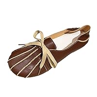 Pool Wedges Women Ladies Fashion Solid Color Wrinkled Leather Lace Up Soft Sole Casual Shoes for Women Slip on Size 10