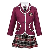 ACSUSS Kids Girls Korea British Japan School Uniforms Outfits Japanese School Girls Anime Costume Dress Clothes Set