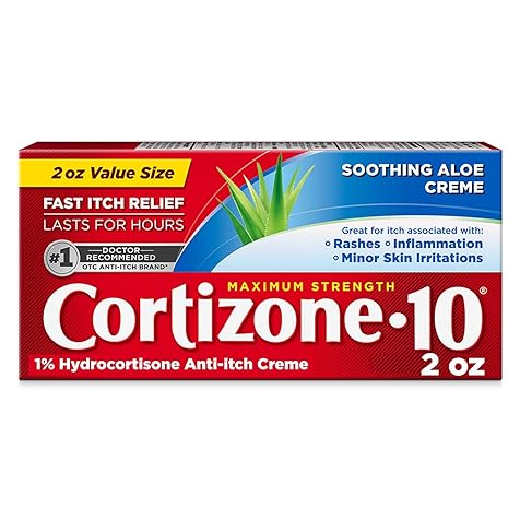 Cortizone 10 Maximum Strength Anti-Itch Cream With Aloe, 1% Hydrocortisone Anti-Itch Cream, 2 oz.