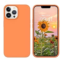 GUAGUA Compatible with iPhone 13 Pro Case 6.1 Inch Liquid Silicone Soft Gel Rubber Slim Thin Microfiber Lining Cushion Texture Cover Shockproof Protective Phone Case for iPhone 13 Pro, Orange