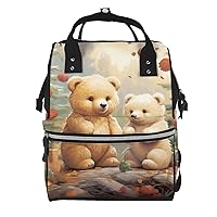 Cute Bears Print Diaper Bag Multifunction Laptop Backpack Travel Daypacks Large Nappy Bag
